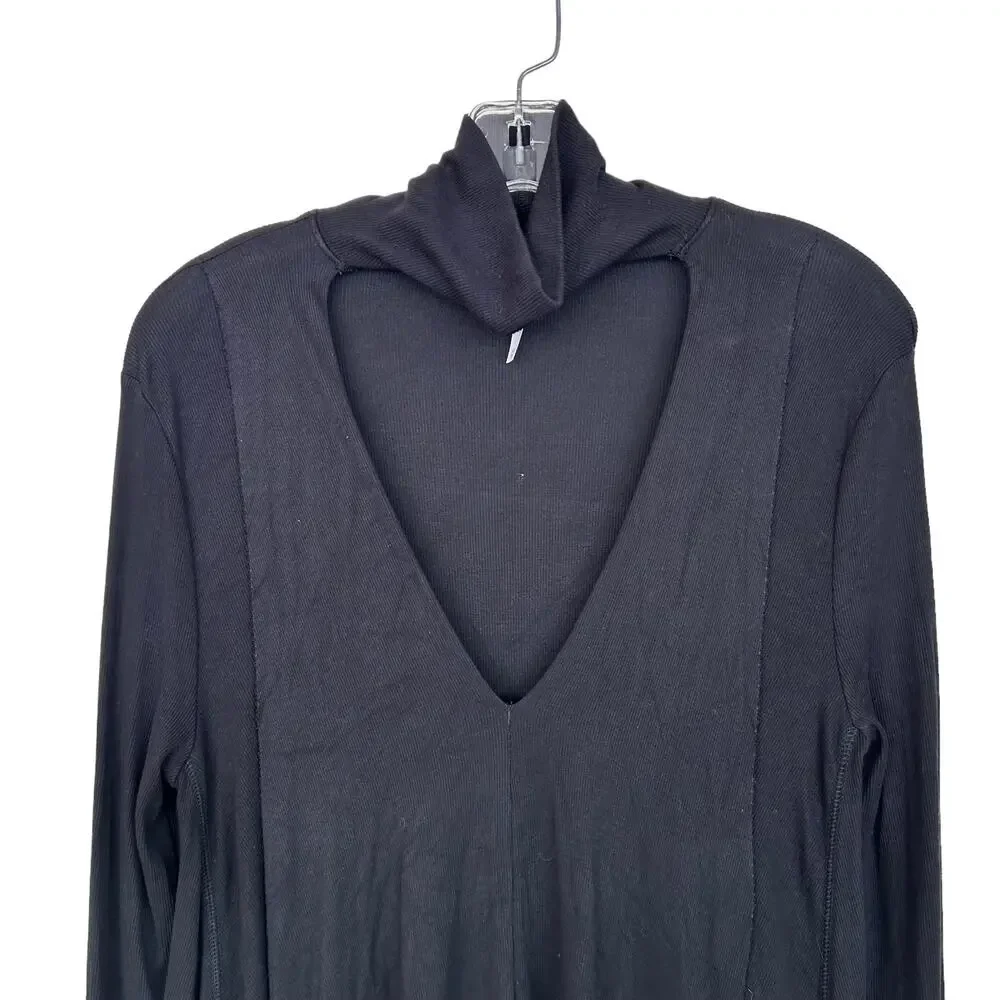 Free People Black Uptown Choker Turtleneck Tunic Sz XS